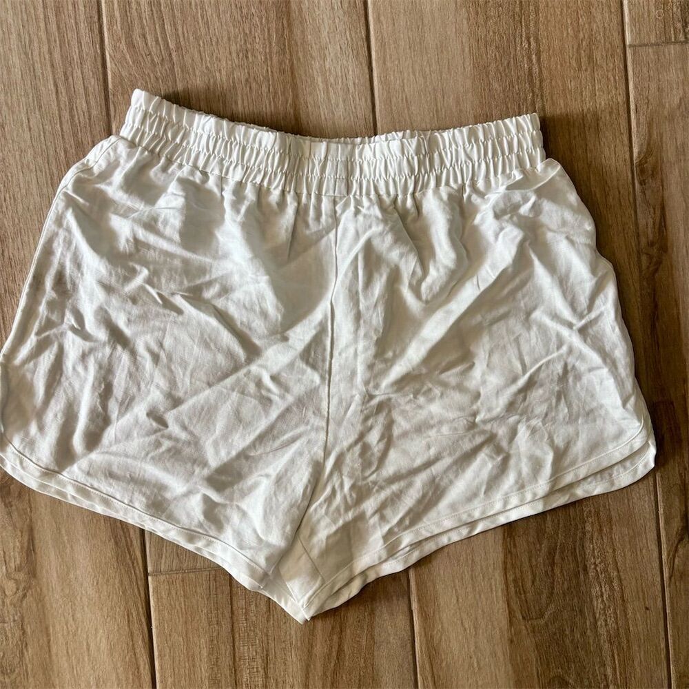 Blank NYC Women's White Linen Blend Drawstring Shorts Size M